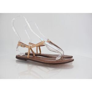 Sam Edelman Women Gigi Sandal Size 9.5 Thong Slingback Silver Snakeskin Leather